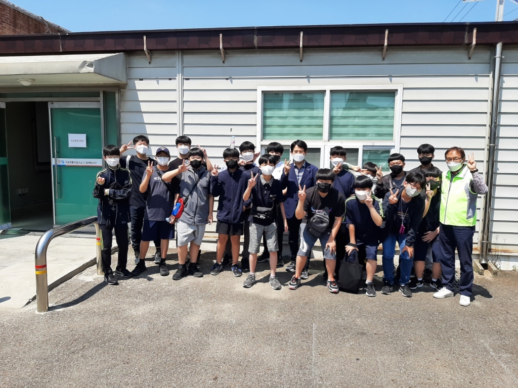 학교안전체험 교육 후 단체사진